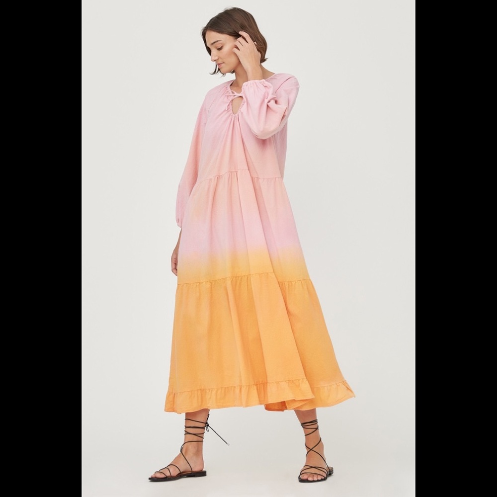🦋 Anthropologie LACAUSA Creamsicle Maxi Dress